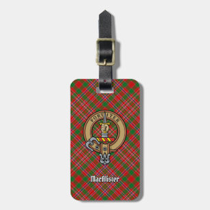 Clan MacAlister Crest over Tartan Bagagelabel
