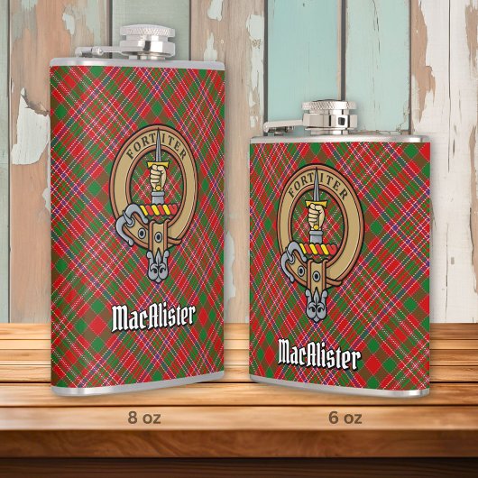 Clan MacAlister Crest over Tartan Heupfles