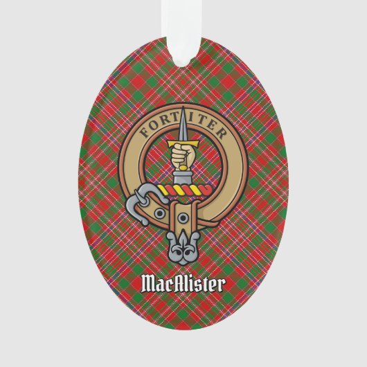 Clan MacAlister Crest over Tartan Ornament (voorkant)