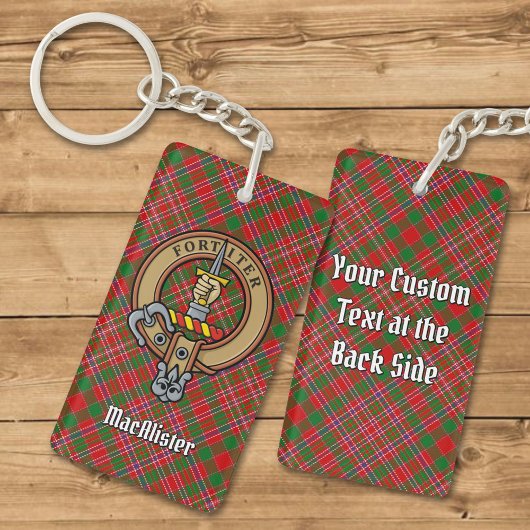 Clan MacAlister Crest over Tartan Sleutelhanger