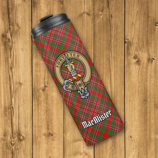 Clan MacAlister Crest over Tartan Thermosbeker