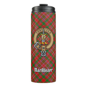 Clan MacAlister Crest over Tartan Thermosbeker