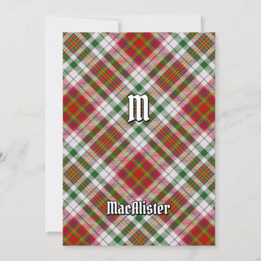 Clan MacAlister Jurk Tartan Uitnodiging (Voorkant)