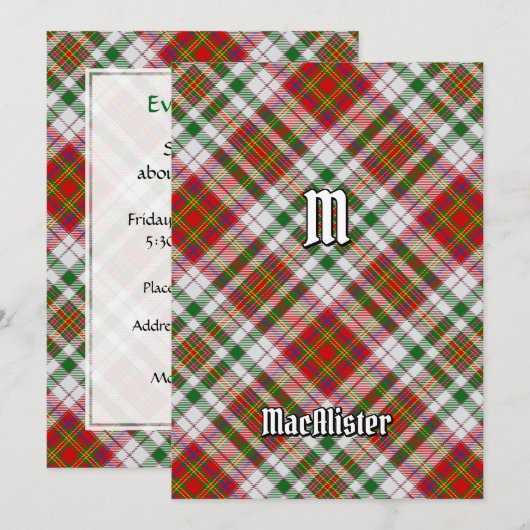 Clan MacAlister Jurk Tartan Uitnodiging (Voorkant / Achterkant)