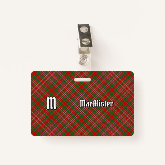 Clan MacAlister Tartan Badge (Voorkant met clip)