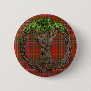 Clan MacAlister Tartan en Keltische Levensboom Ronde Button 5,7 Cm