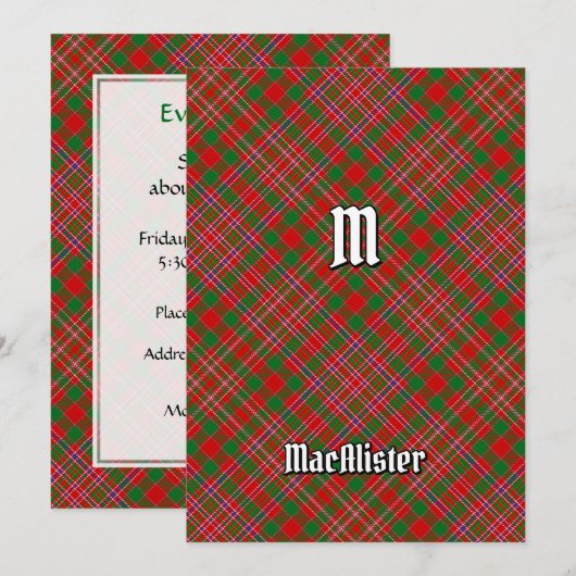 Clan MacAlister Tartan Kaart (Voorkant / Achterkant)