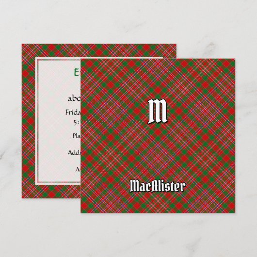 Clan MacAlister Tartan Kaart (Voorkant / Achterkant)