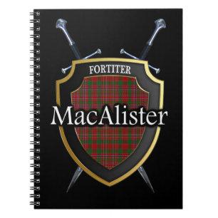 Clan MacAlister Tartan Schild & Zwaarden Notitieboek
