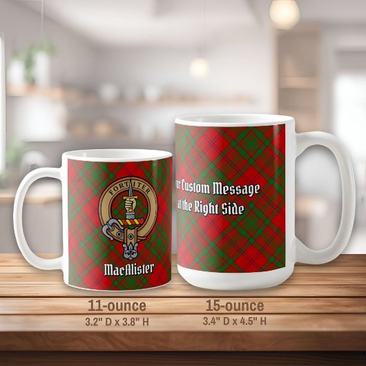 Clan MacAlister van Glenbarr Crest over Tartan Koffiemok