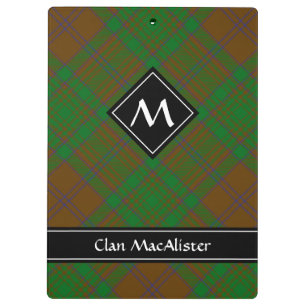 Clan MacAlister van Glenbarr Hunting Tartan Klembord