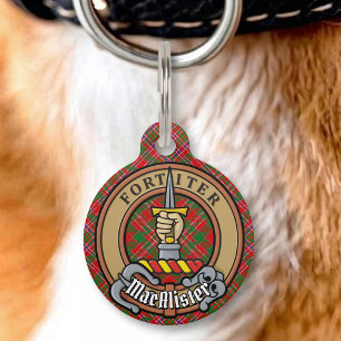 Clan MacAlister Wapen over Tartan Huisdierpenning