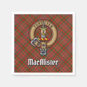 Clan MacAlister Wapen over Tartan Servet