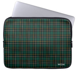Clan MacAlpine Tartan Donker Groen Plaid Monogramm Laptop Sleeve