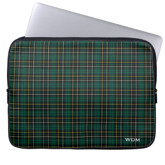 Clan MacAlpine Tartan Donker Groen Plaid Monogramm Laptop Sleeve