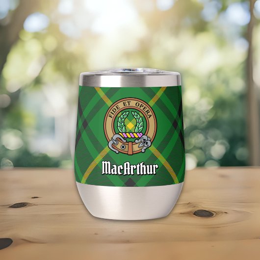Clan MacArthur Crest over Tartan