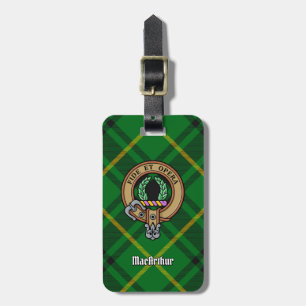 Clan MacArthur Crest over Tartan Bagagelabel