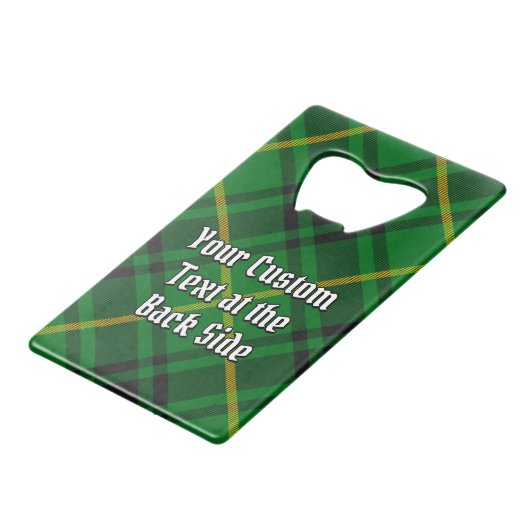 Clan MacArthur Crest over Tartan Creditkaart Flessenopener (Achterkant Gekanteld)