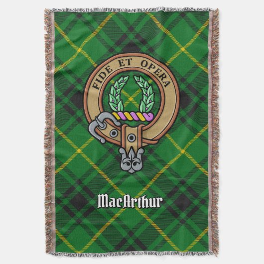 Clan MacArthur Crest over tartan Deken (Voorkant Verticaal)