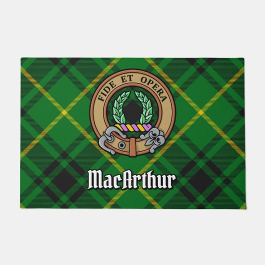 Clan MacArthur Crest over Tartan Deurmat (Voorkant)