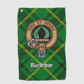 Clan MacArthur Crest over Tartan Golfhanddoek (Voorkant)