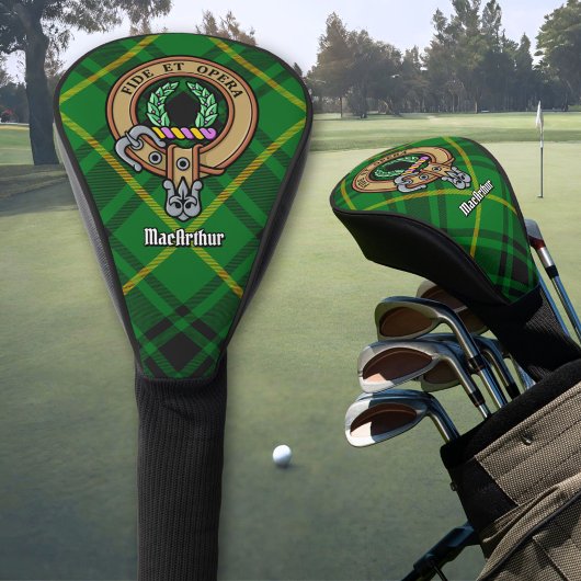Clan MacArthur Crest over tartan Golfheadcover