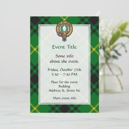 Clan MacArthur Crest over Tartan Kaart (Staand voorkant)