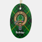 Clan MacArthur Crest over Tartan Keramisch Ornament (Links)