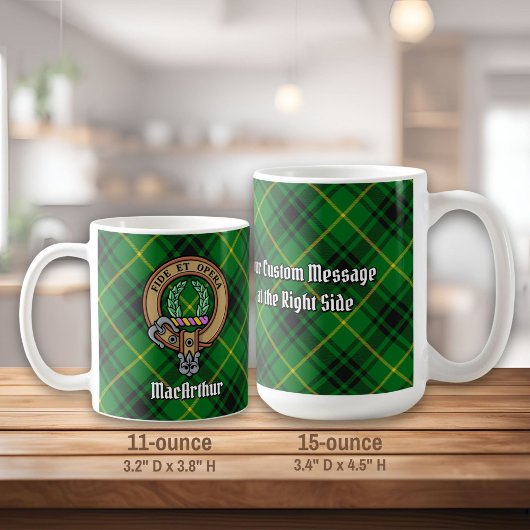 Clan MacArthur Crest over Tartan Koffiemok