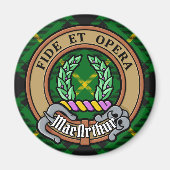 Clan MacArthur Crest over Tartan Magneet (Voorkant)