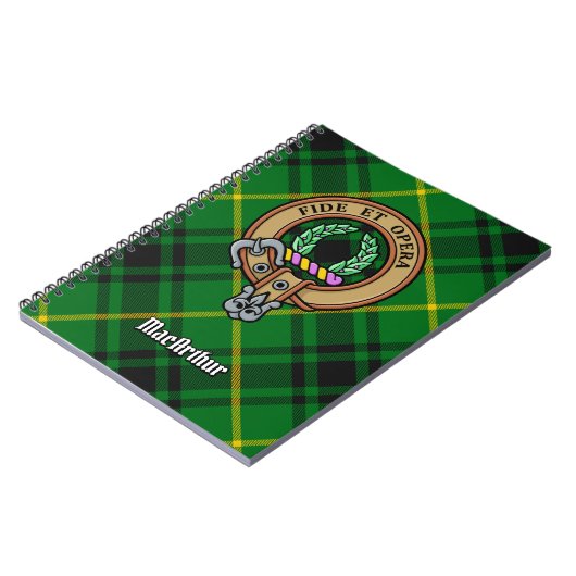 Clan MacArthur Crest over Tartan Notitieboek (Linkerzijde)