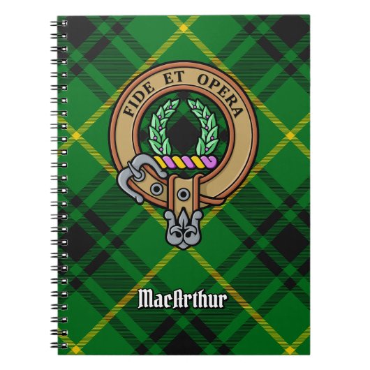 Clan MacArthur Crest over Tartan Notitieboek (Voorkant)