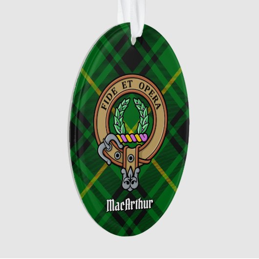 Clan MacArthur Crest over Tartan Ornament (voorkant)