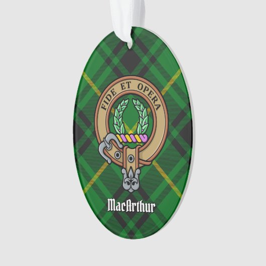 Clan MacArthur Crest over Tartan Ornament (voorkant)