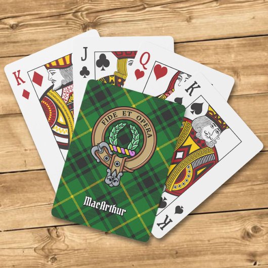 Clan MacArthur Crest over Tartan Pokerkaarten
