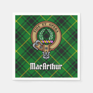 Clan MacArthur Crest over Tartan Servet