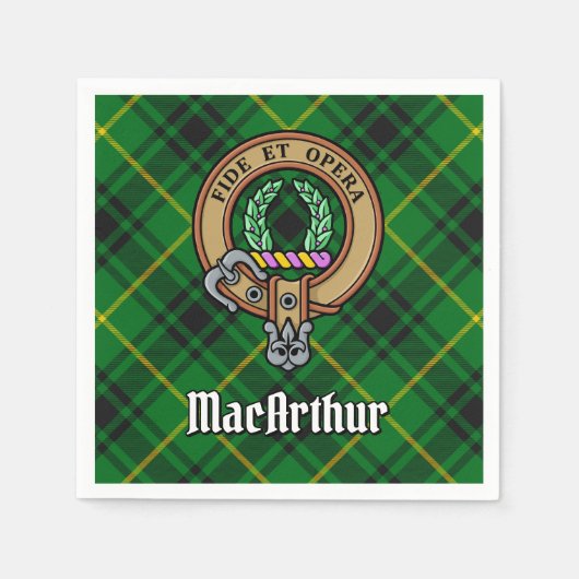 Clan MacArthur Crest over Tartan Servet (Voorkant)