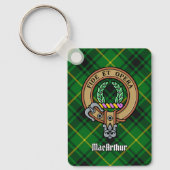 Clan MacArthur Crest over Tartan Sleutelhanger (Voorkant)