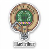 Clan MacArthur Crest over Tartan Sticker (Voorkant)