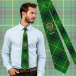 Clan MacArthur Crest over Tartan Stropdas<br><div class="desc">Clan MacArthur crest badge omringd door een riem en gesp over tartan achtergrond. Eigen Tekst.</div>