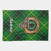 Clan MacArthur Crest over Tartan Theedoek (Horizontaal)