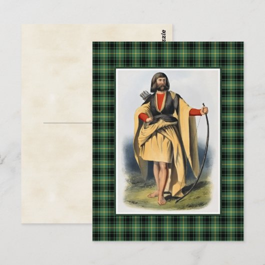 Clan MacArthur  Illustratie Tartan Lijst Briefkaart (Voorkant / Achterkant)