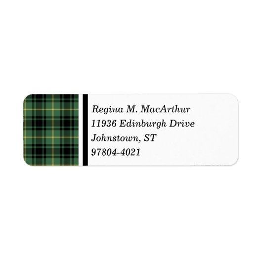 Clan MacArthur Tartan Green Pset Etiket (Voorkant)