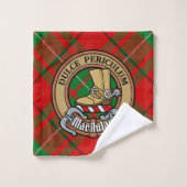 Clan MacAulay Crest boven Tartan Bad Handdoek (Wasdoekje)