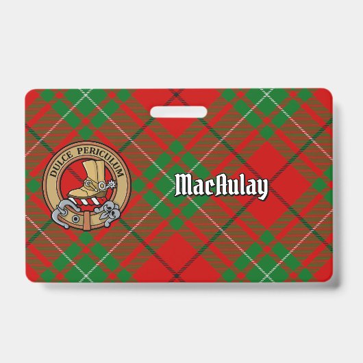 Clan MacAulay Crest boven Tartan Badge (Voorzijde)