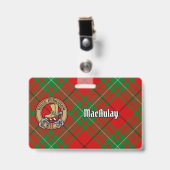 Clan MacAulay Crest boven Tartan Badge (Voorzijde met clip)