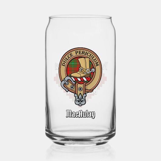 Clan MacAulay Crest boven Tartan Blikvorm Glas (Voorkant)