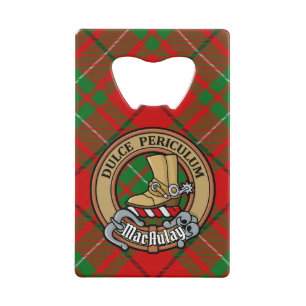 Clan MacAulay Crest boven Tartan Creditkaart Flessenopener