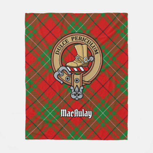 Clan MacAulay Crest boven Tartan Fleece Deken (Voorkant)