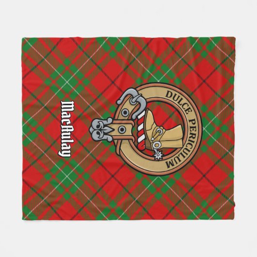 Clan MacAulay Crest boven Tartan Fleece Deken (Voorkant (Horizontaal))